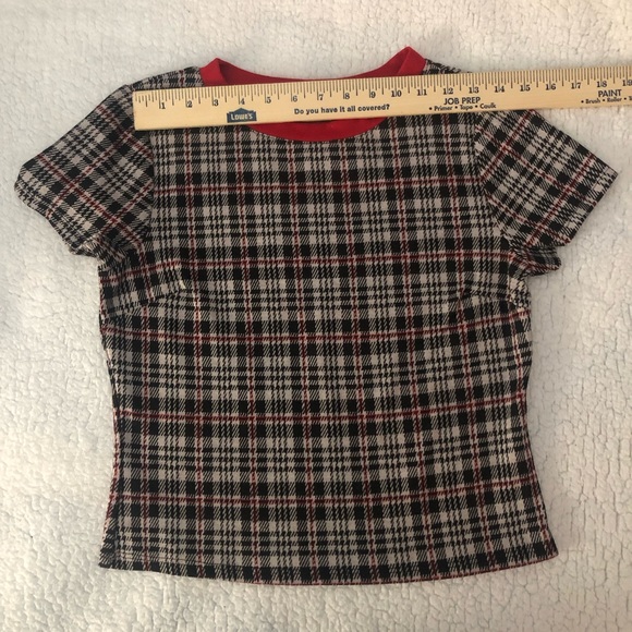 Black White Red Plaid T-Shirt - Picture 3 of 4